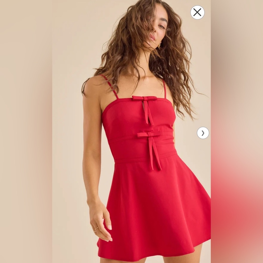 Altar'd State NWT Blane Bow Mini Dress - Red coquette girl